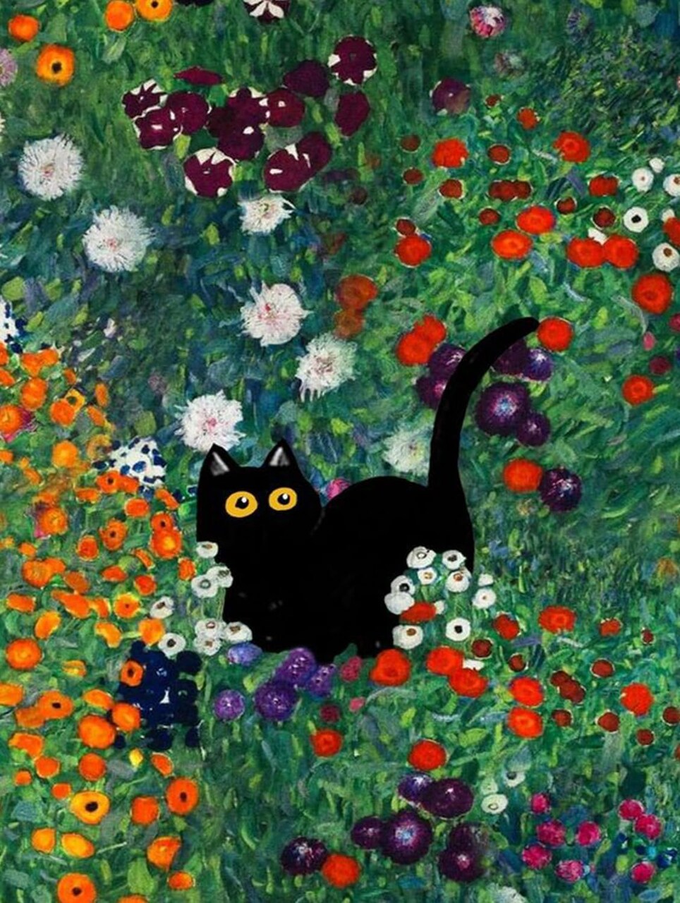Black Cats & Flower 5D Diamond Art Painting Kit for Adults – 12×16 Inches – Full Round DIY Diamond Art for Home Wall Decor & Crafts